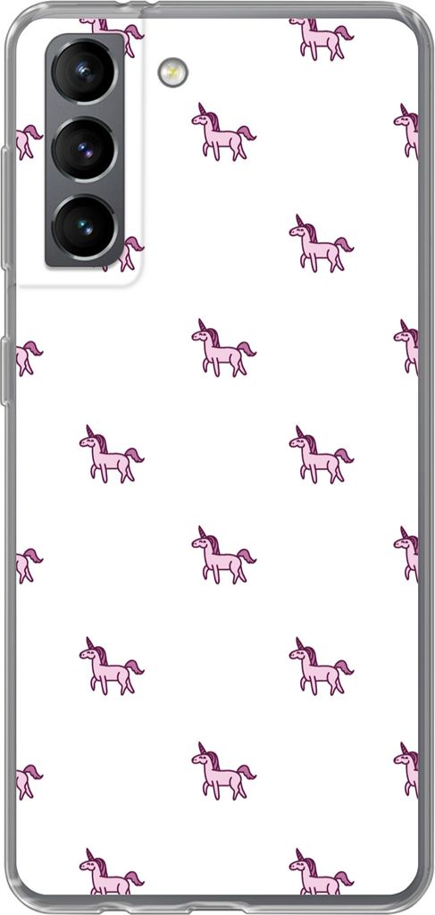 MuchoWow Handyhülle Schutzhülle Hülle für Telefoonhoesje Samsung Galaxy S21 Mädchen - Einhorn - Rosa - Muster - Mädchen - Kind - Kinder Sil...