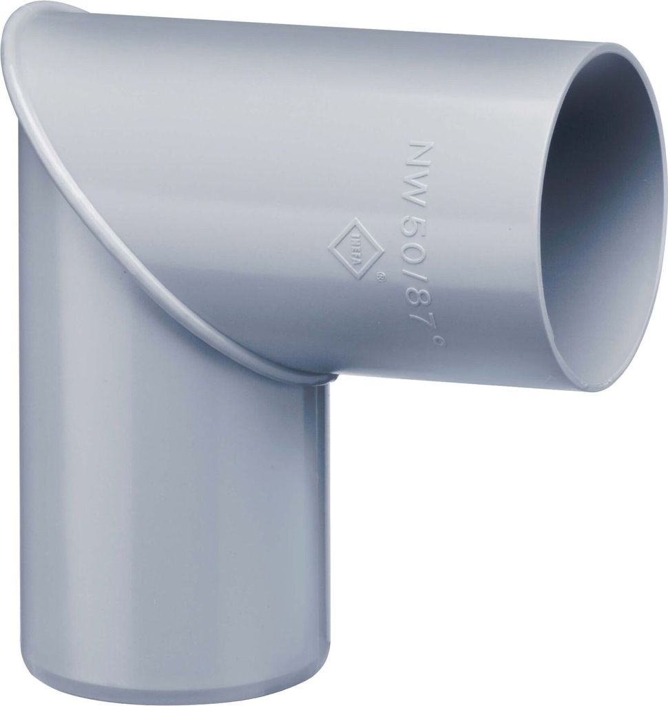 INEFA Regenrohrbogen 87 Grad für Fallrohr, PVC DN50 / 50mm, 10 Stück Grau Verbindungsstück Dachrinnenzubehör, einfache Montage, Germany