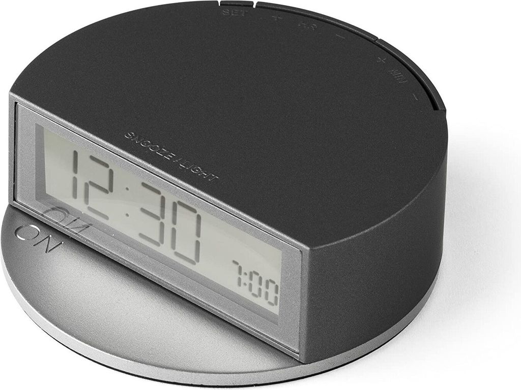 Lexon FINE CLOCK Wecker, mit Snozze-Funktion und Datumsanzeige, versch. Farben Farbe: Grau (Gun)