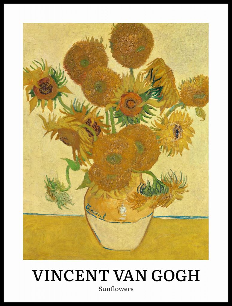Poster 60x80cm Design Sonnenblumen, Van Gogh Vintage für das Wohnzimmer