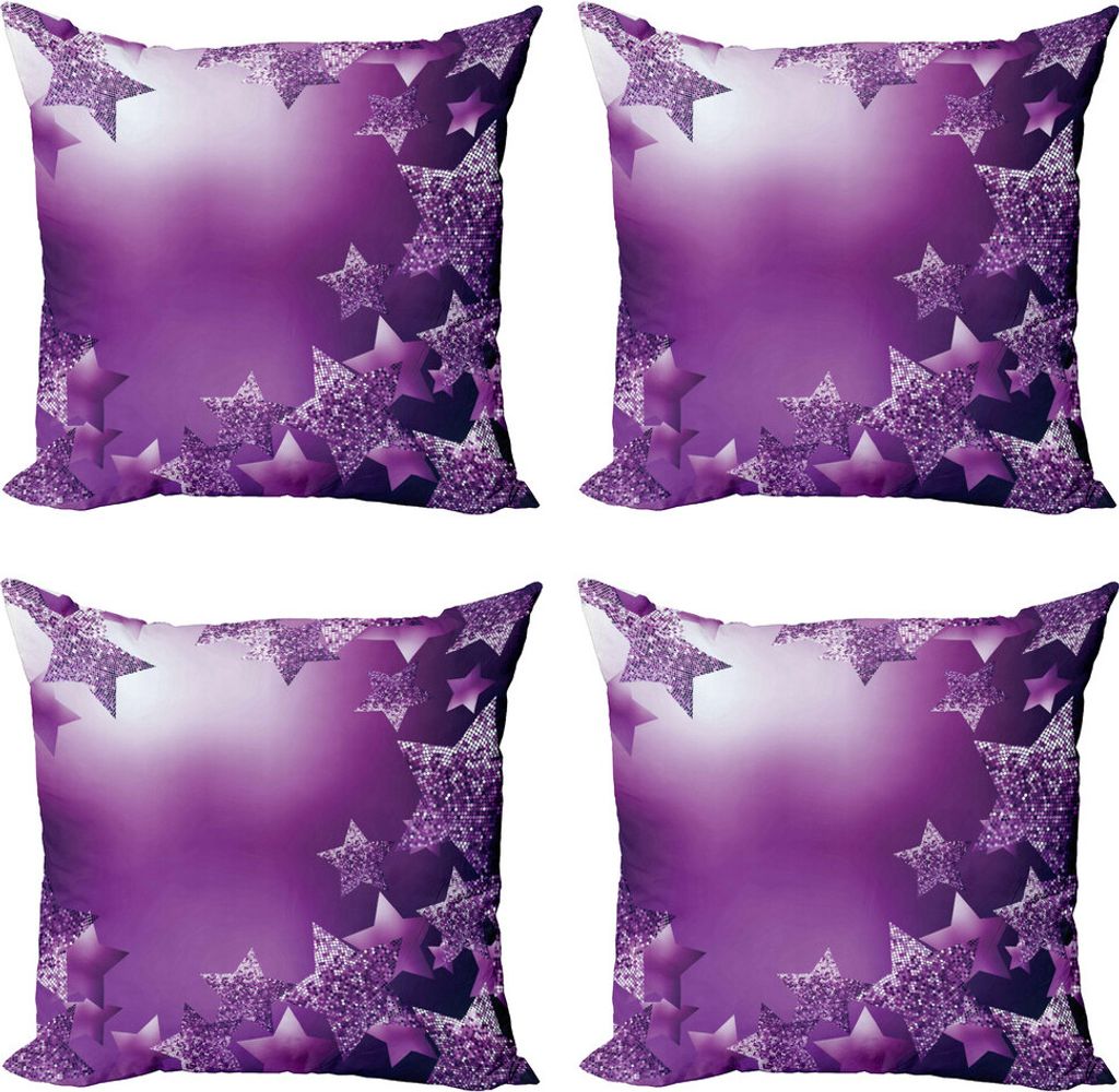 ABAKUHAUS Weihnachten Kissenbezug Set (4 Stück), Weihnachten Sterne Hintergrund, Moderner Doppelseitiger Digitaldruck, 40 cm x 40 cm, Lila