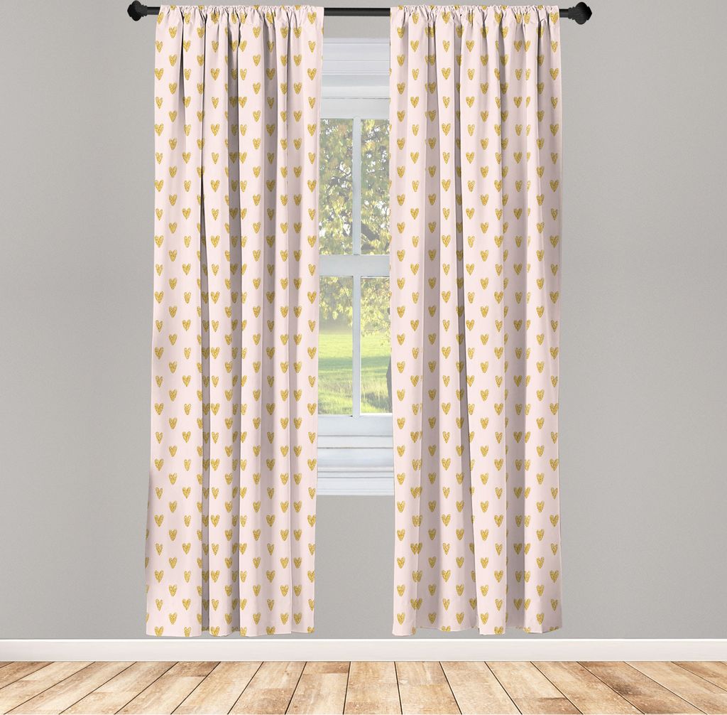 ABAKUHAUS Herzen Vorhänge, Gardinen, Hintergrund mit abstrakten Dainty Passionate Love Theme Valentine, 2 Stück 75 x 225 cm, , Eierschalenfarben