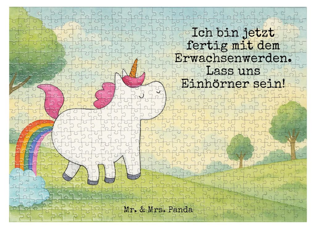 Mr. & Mrs. Panda Puzzle Einhorn Pupsen Design 551 Teile - Weiß - Geschenk, Lustig, 2000, Glitzer, Pups, Legespiel, 1500, Freundin, 500, Regenbogen...