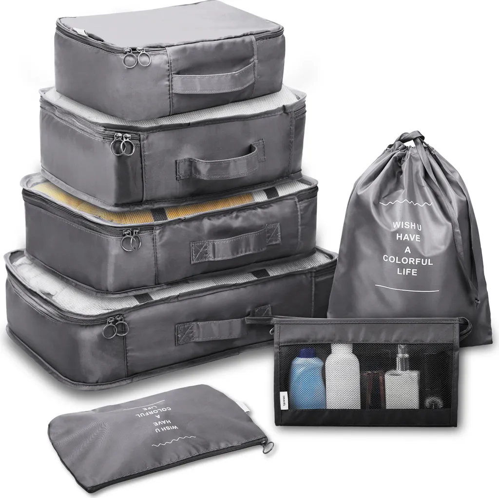 Set 4-8 Pezzi Cubi Da Viaggio – Organizzatore Bagagli Con Zip, Sacchetti Valigia (Poliestere)