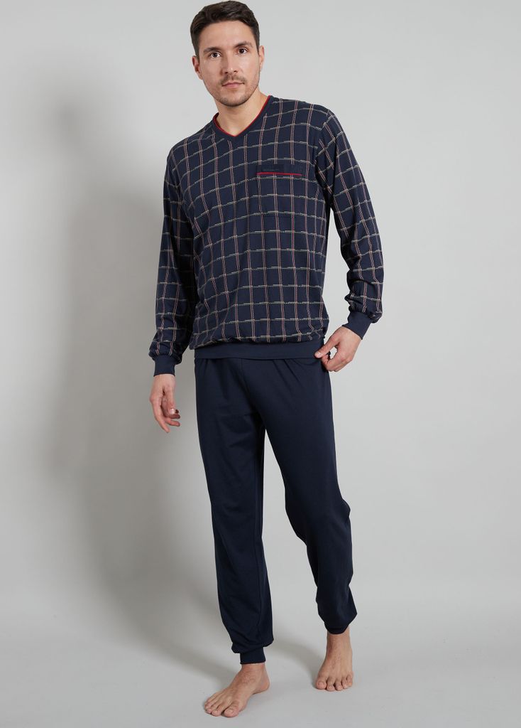 Götzburg Herren Pyjama Schlafanzug lang mit Bündchen Produktbild 2