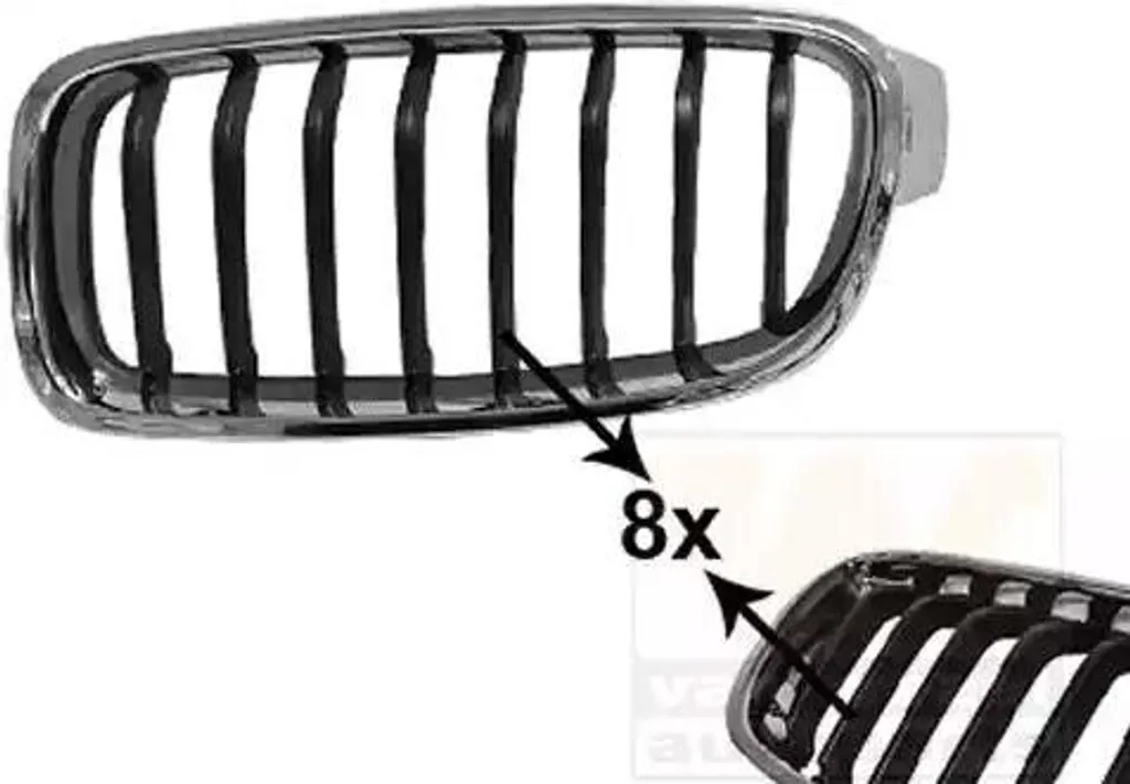 Grille de Radiateur Gauche Noire pour BMW Série 3 - VAN WEZEL 0670515