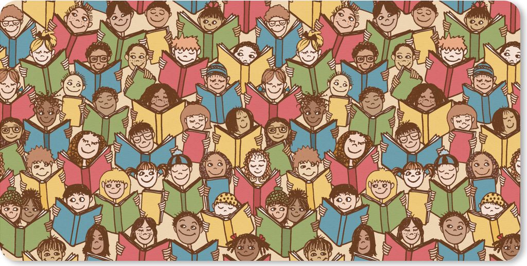 MuchoWow Schreibtischunterlage Muster - Buch - Jungen - Lesen - Kinder - Kleiner Junge 80x40 cm - XXL Mauspad - Gaming Mauspad