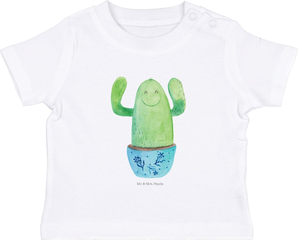 Mr. & Mrs. Panda T-Shirt Kaktus Happy 0. - 6. Monat - Weiß - Geschenk, Ausbildung, Kakteen, Babyshirt, Motivation, Kollege, Kinder Top, Mutter, Ba...