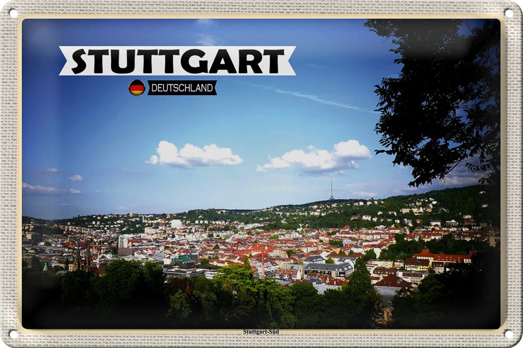 Blechschild Städte Ausblick auf Stuttgart Süd 30x20cm