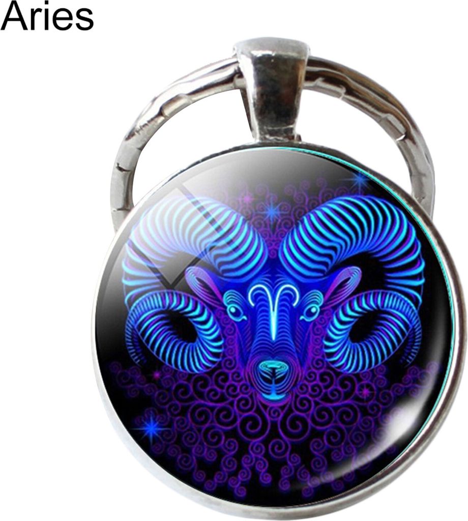 Schlüsselanhänger, exquisiter 12 Sternbild-Design, Glas-Handtaschen-Schlüsselanhänger, Schlüsselanhänger als Geschenk-Widder