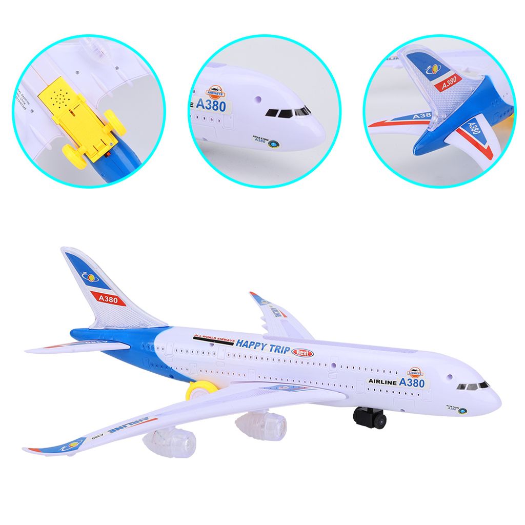 Grand Avion Jouet Électrique 43cm Avec Lumière Et Son - Jouet Enfant Avec Roues Universelles