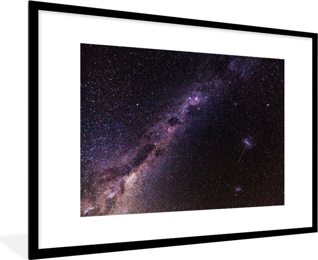 MuchoWow Gerahmtes Poster Milchstraße in der Nacht 90x60 cm - Poster mit Schwarzem Bilderrahmen Wandposter Rahmen Foto Bilder - Wanddekoration -...