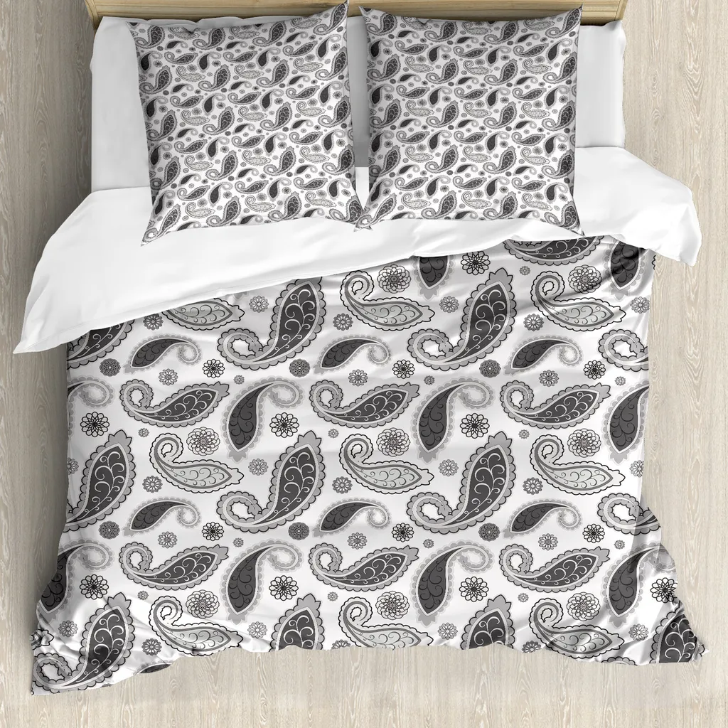 ABAKUHAUS Copripiumino Paisley Grigio 155x220: Comfort Antiacaro