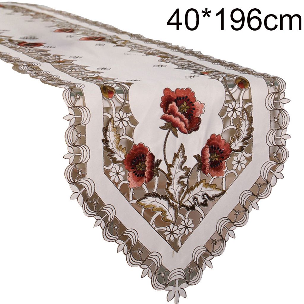 Holiday Party Table Runner Flower Tischdecke Cover Home Esszimmer Nachbildungation-Rot ,Größen:40*196cm