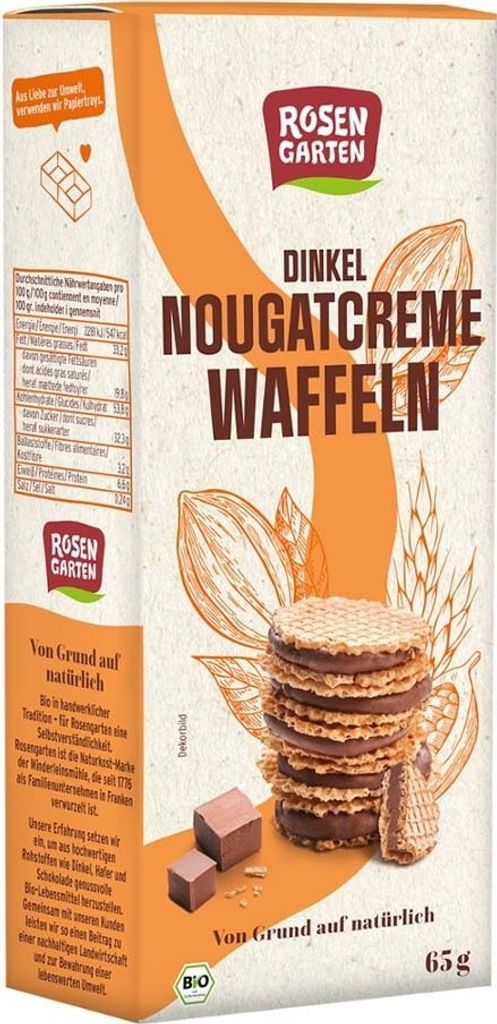Rosengarten - Dinkel Nougatcreme Waffeln - 65g Produktbild 
