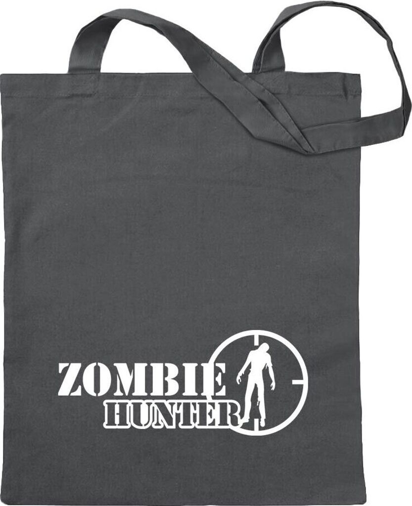 Kiwistar - Baumwolltasche - stahlgrau - Zombie Hunter Fadenkreuz Jagd - Tragetasche Stoffbeutel Umhängetasche langer Henkel