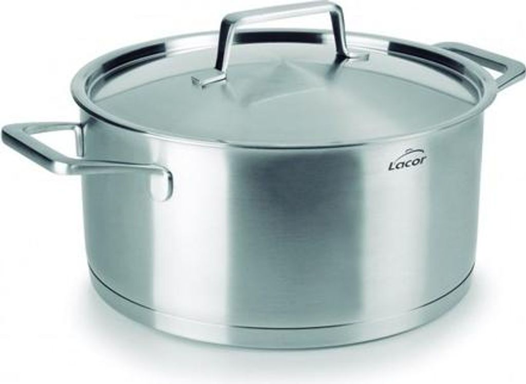 Lacor Kochtopf Lebensmittel mit Deckel - Edelstahl, Ø 22 cm, 18/10, 4 L, Induktion geeignet