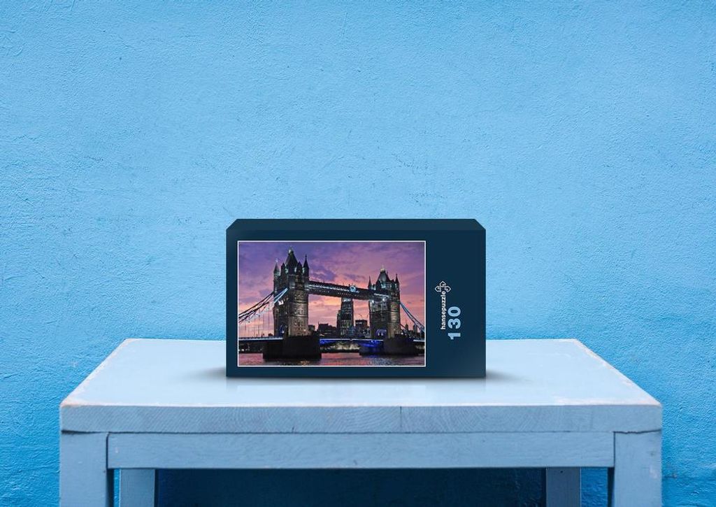 hansepuzzle 47937 - Tower Bridge Puzzle, 130 Teile, Reisen, 28,7 x 20,0cm mit hochwertiger Aufbewahrung, Kartonbox und wiederverschließbarem Beutel