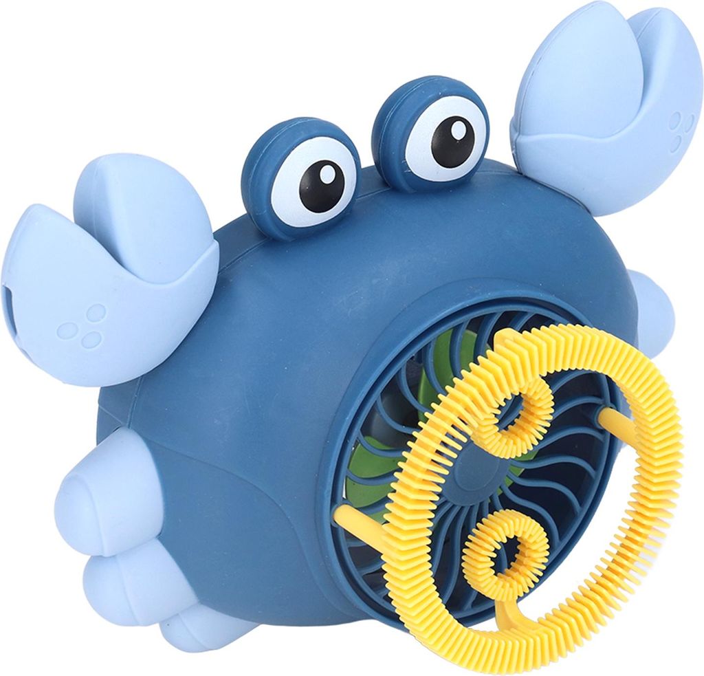 Seifenblasenmaschine, 3-in-1, niedliche Krabbe, elektrischer Ventilator, Outdoor-Badezimmerspielzeug für Kleinkinder über Jahre, Dunkelblau