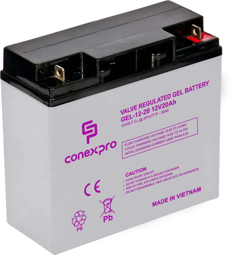 Batterie 12V 20Ah GEL anti-fuite Conexpro GEL-12-20 sans maintenance
