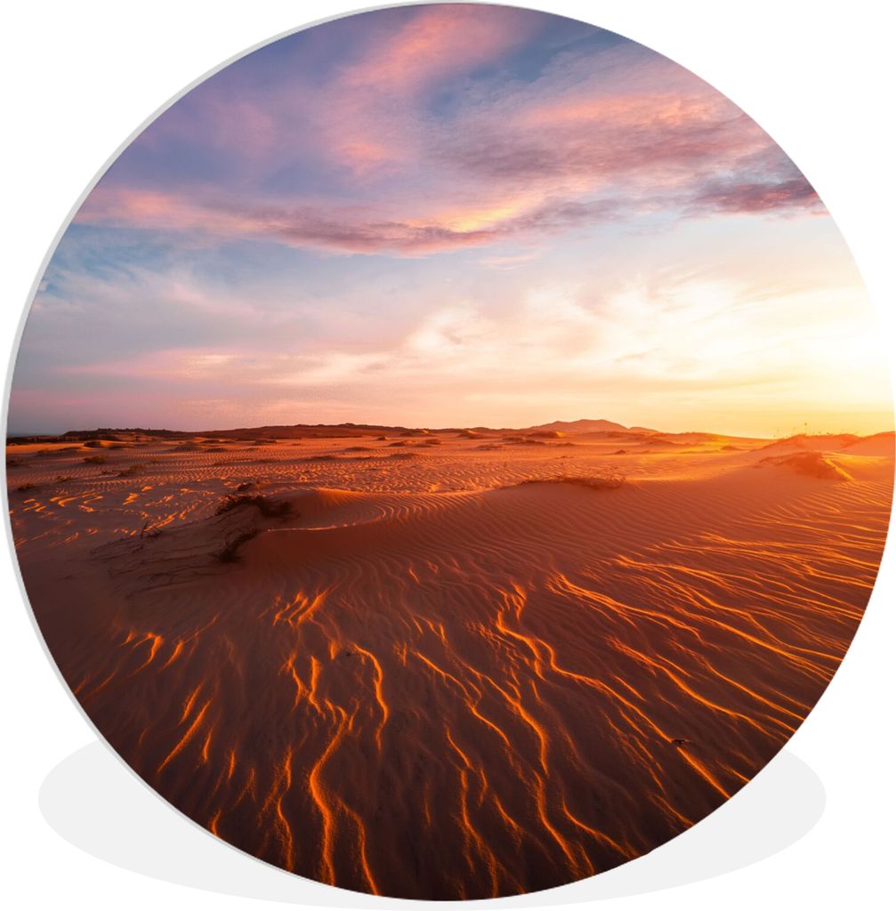 MuchoWow Rundes Wandbild - Runde Bilder Sand - Landschaft - Himmel - Wüste Ø 90 cm Kreis Wanddekoration Kunststoff - Wandkreis - Wandschmuck - ...