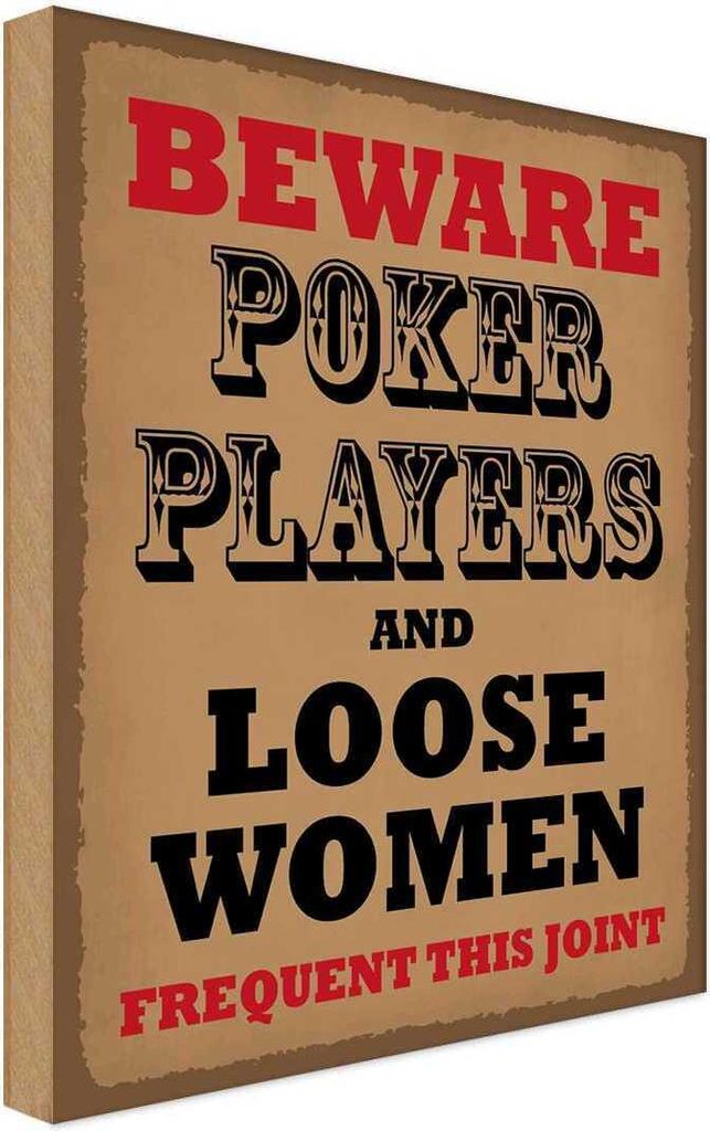 vianmo Holzschild 18x12 cm Poker Players and loose women Warnschild Hinweisschild