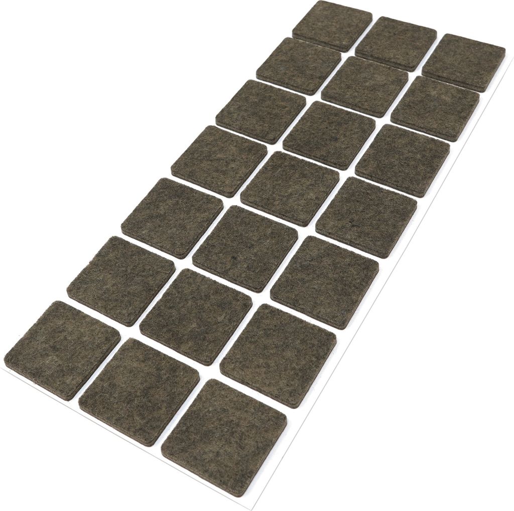 Adsamm | 21 x selbstklebende Filzgleiter / Braun / 30x30 mm / quadratisch / Möbelgleiter aus Filz mit 3.5 mm Stärke