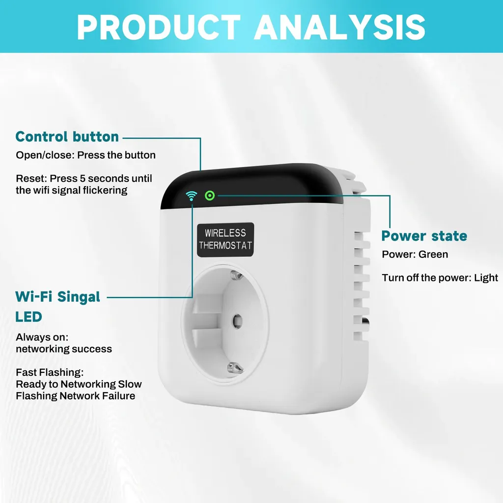 Prise intelligente avec thermostat programmable WiFi et commande vocale - 15