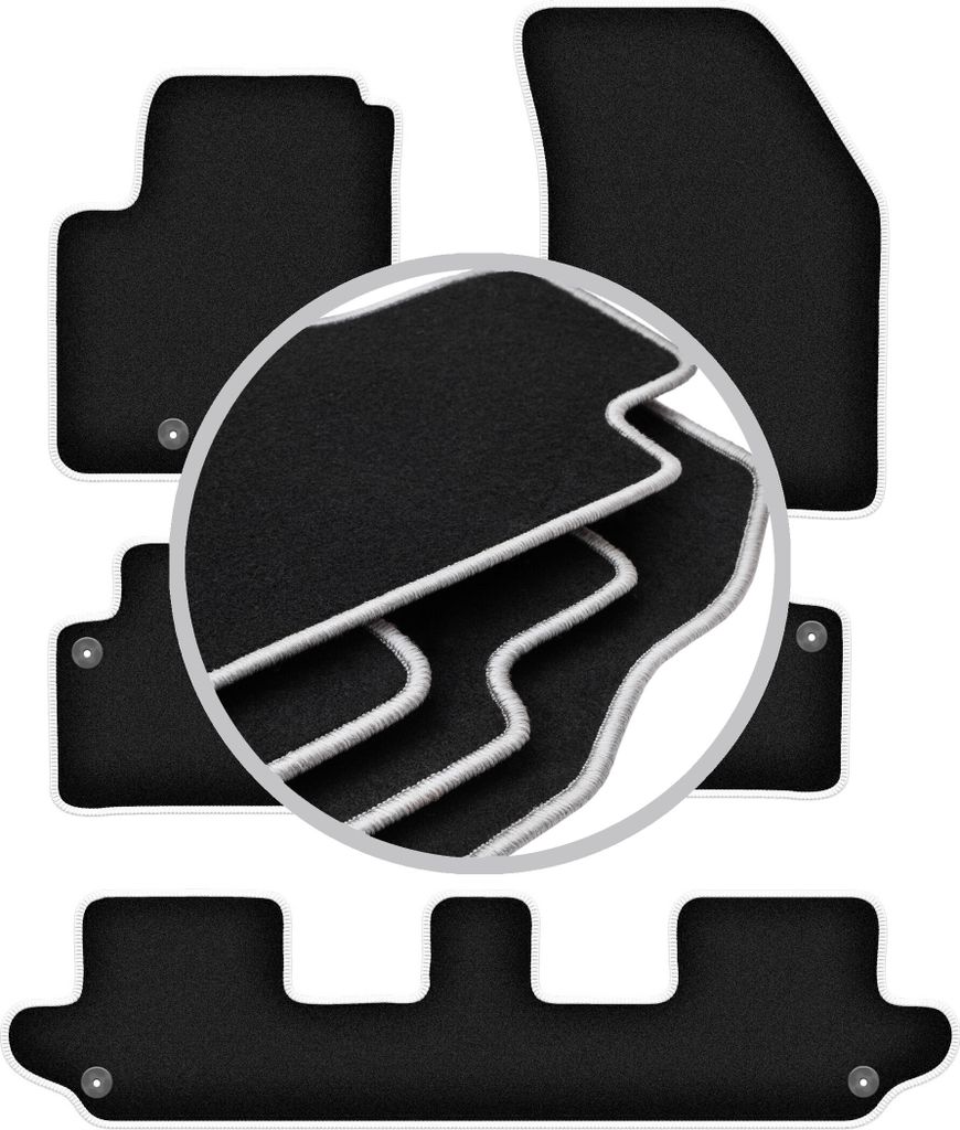 CARLUX-SILVER Autofußmatten für: Volvo XC90 I SUV 7 Sitzer (2002-2014)