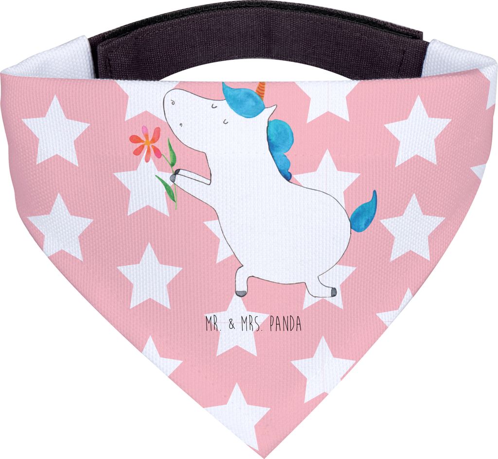 Mr. & Mrs. Panda Hunde-Halstuch Einhorn Blume - Rot Pastell - Geschenk, Unicorn, Heiraten, Liebe, Hund Halstuch, Hundehalstuch, Einhörner, Bandana...