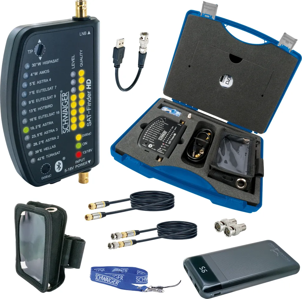 Schwaiger SF9003BTSET Sat-Finder HD avec Bluetooth et Valise de Transport