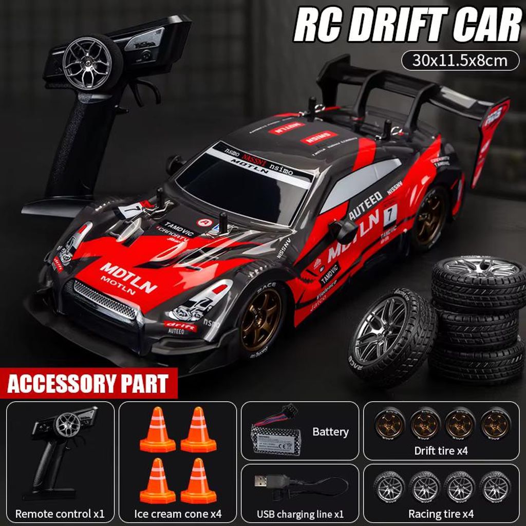 JJRC 1:16 RC-Drift-Auto 4WD 40 km/h mit 2 Reifensätzen, LED Produktbild 