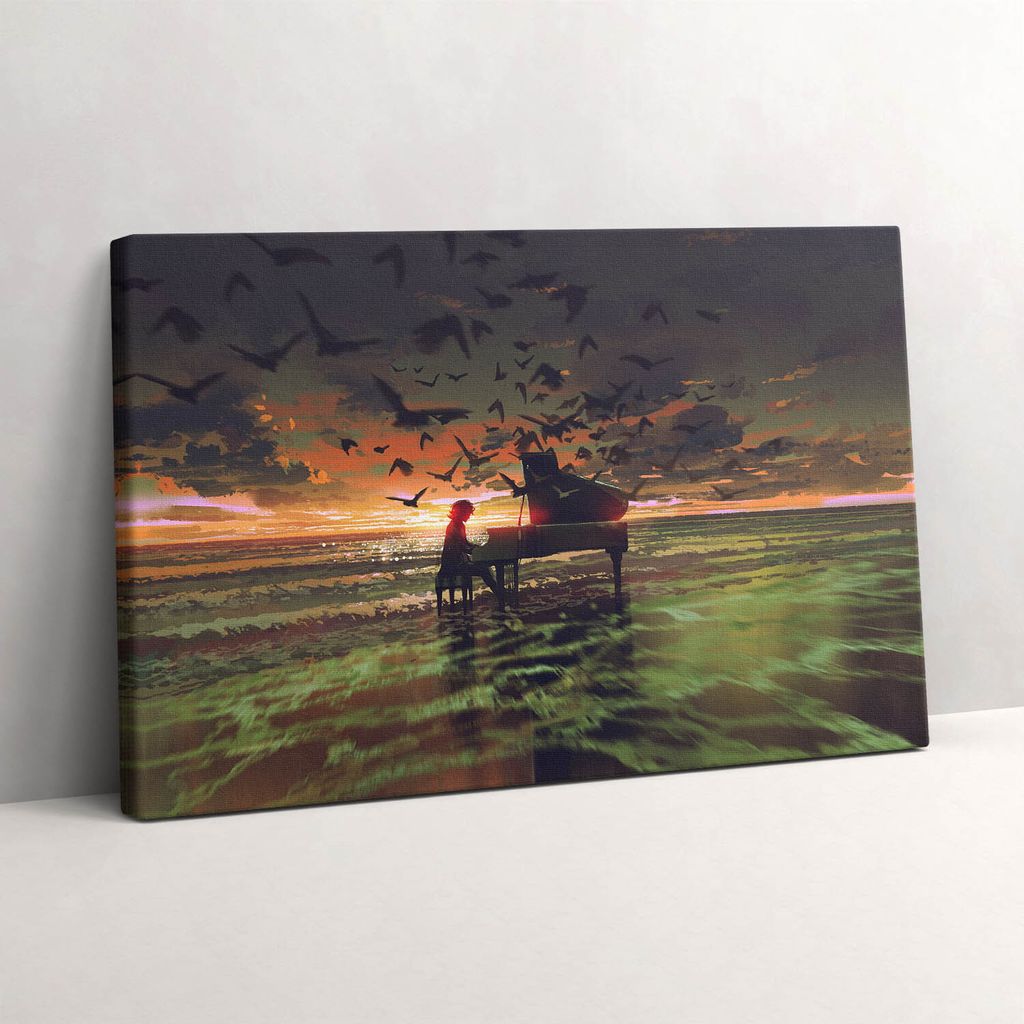 Konzert am Strand – Leinwandbild Wandbild – 30x20 cm – Leinwandbilder – Wandbilder – Schlafzimmer – Flur