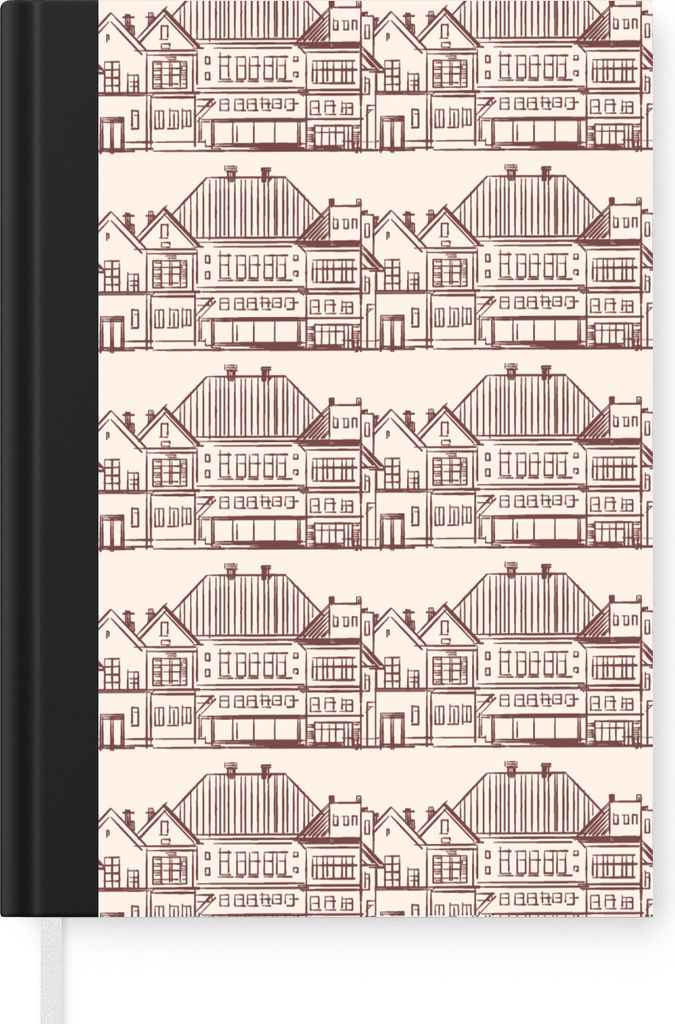 MuchoWow Notizbuch Tagebuch Haushaltsbuch Notebook A5 Häuser - Muster - Abstrakt - Notizblock - Notizheft - Notebook - Schreibblock - Papier