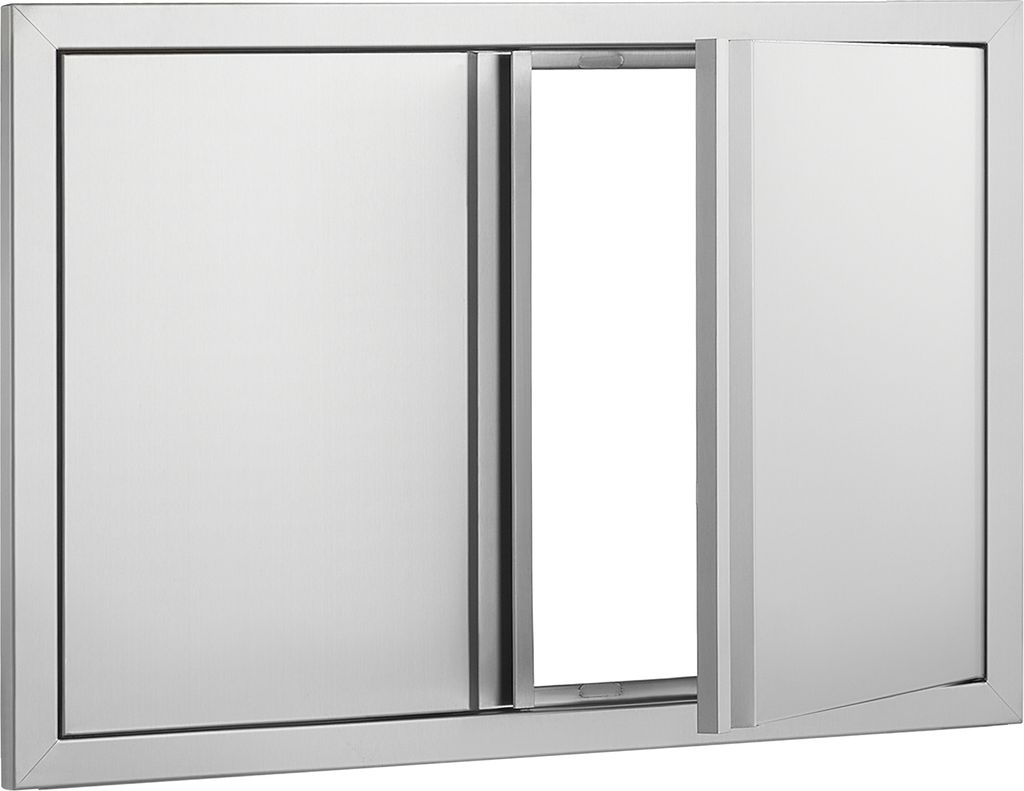 SucceBuy BBQ Zugangstür 774x532 mm Doppelter Edelstahl Einbau für Außenküche, BBQ Insel, Grillstation, Vertikale Wandtür mit versenkten Griffen