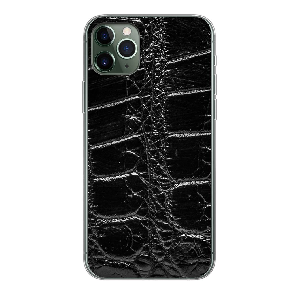 MuchoWow Handyhülle Schutzhülle Hülle für iPhone 11 Pro Max Tiermuster - Krokodile - Leder Silikon Softcase Handy Hülle - Schutz