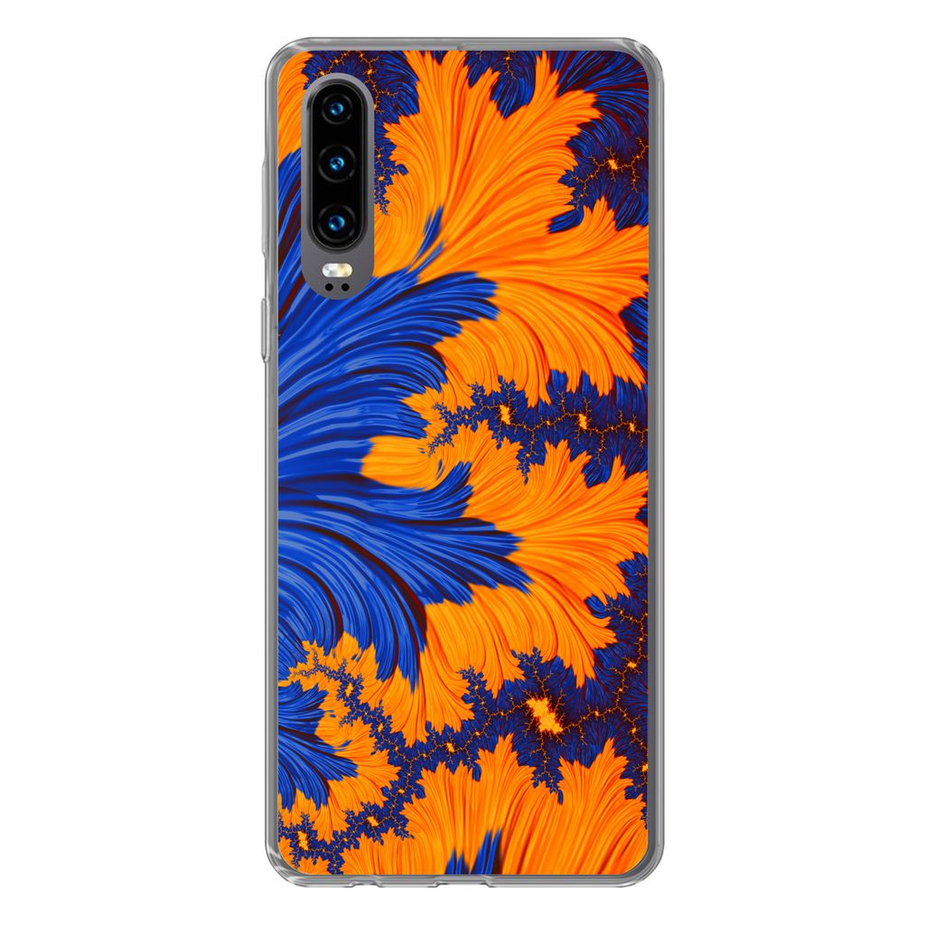 MuchoWow Handyhülle Schutzhülle Hülle für Huawei P30 Blätter - Kunst - Psychedelisch Silikon Softcase Handy Hülle - Kartenbesitzer
