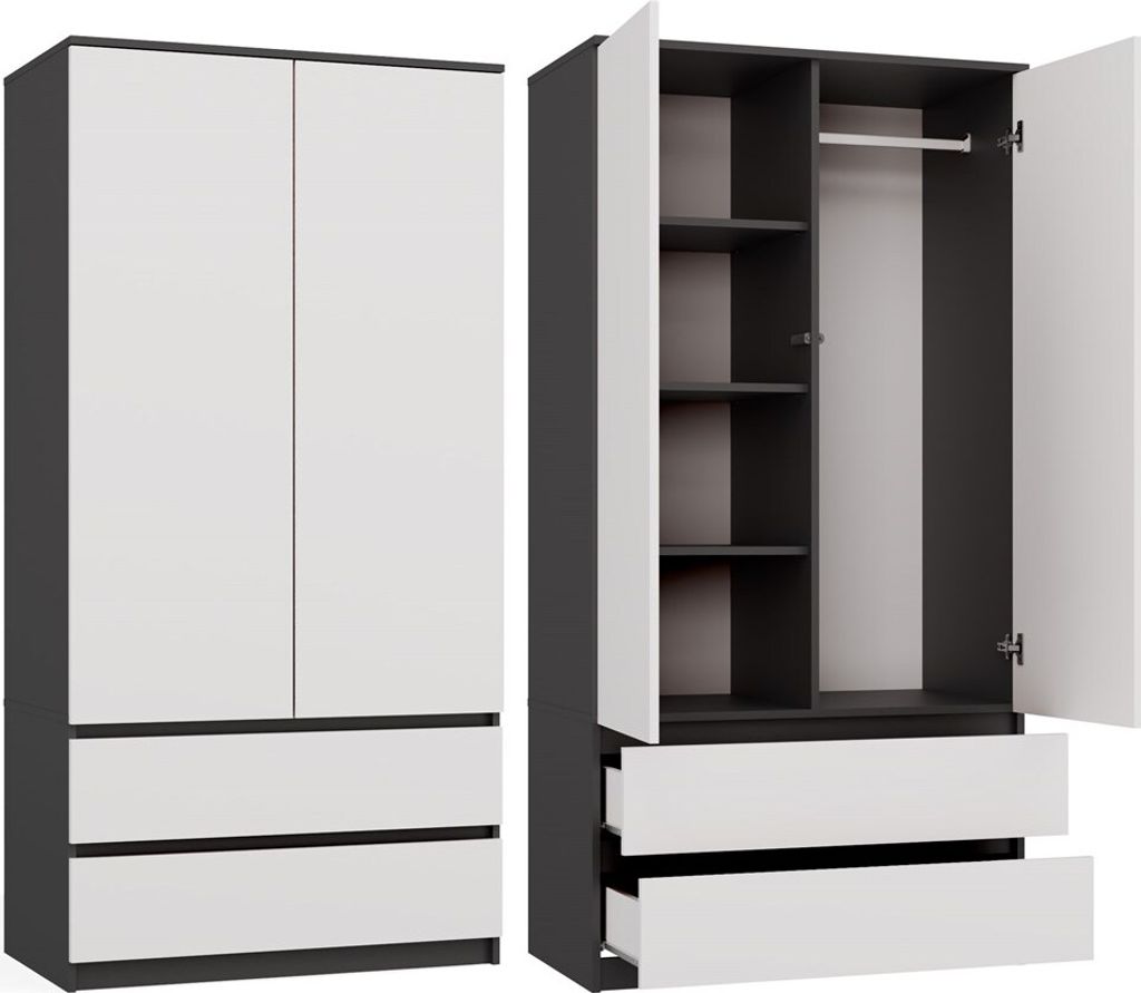 Szafa wnękowa 90 cm TAAVI - antracyt / biel Zdjęcie produktu 