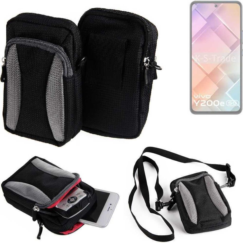 K-S-Trade Holster Schutz Hülle kompatibel mit Vivo Y200e 5G Handy Hülle Gürteltasche Umhängetasche mit Zusatzfach schwarz