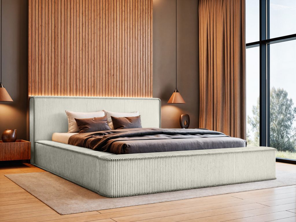 YOURHOUSE24 Polsterbett Harmon Doppelbett Bettgestell Lattenrost mit Bettkasten (Farbe: Lincoln 01, Größe: 180x200 cm)