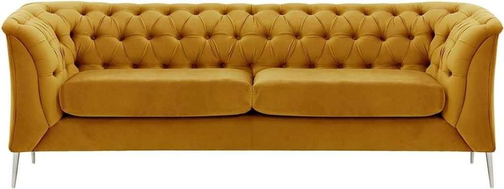 2,5-Sitzer Sofa Chesterfield Modern aus medizinischem Schaumstoff-Velluto 8-verchromtes Metall