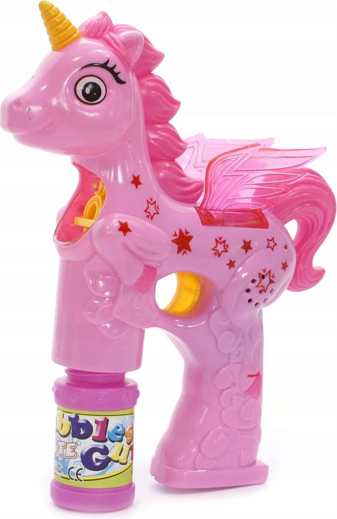 Seifenblasenpistole Einhorn mit Licht & 2x Flüssigkeit - Produktbild 