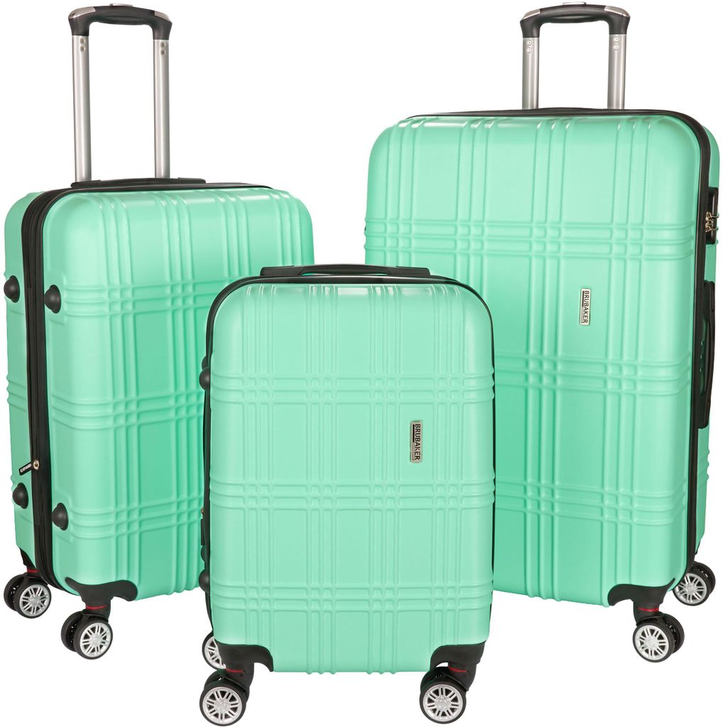 BRUBAKER 3tlg. Hartschalenkofferset Bahamas - Erweiterbare Hartschalen Koffer mit Zahlenschloss, 4 Rollen und Teleskopgriff - Kofferset, Mint