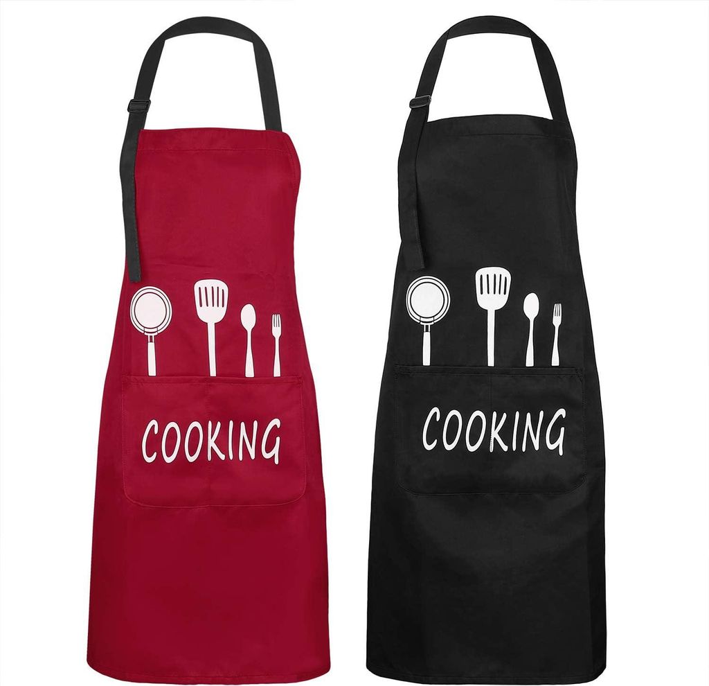 Unisex-Kochschürze, wasserdichte Latzschürze, verstellbarer Kragen, professionelle Kellnerschürze, Backschürze, Grillschürze, 2-teilig