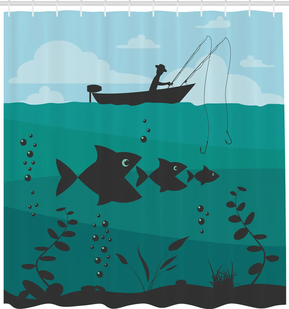 Tenda Doccia 175x240 cm ABAKUHAUS Fishing - Poliestere Anti-Muffa