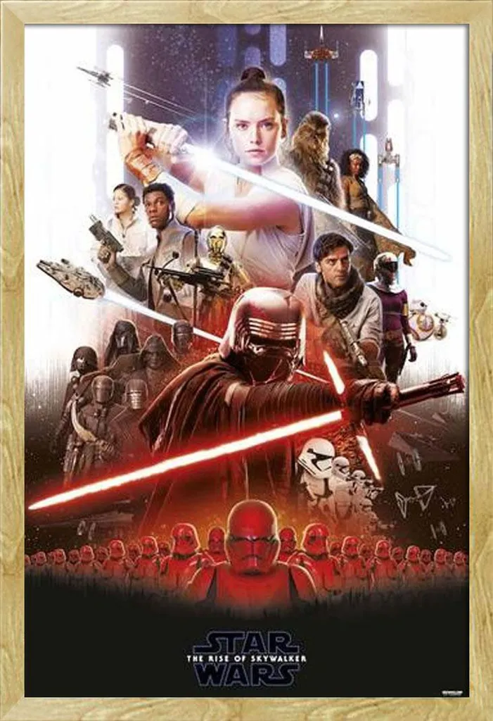 Star Wars - Poster - Episodio IX + cornice rimovibile, Shinsuke® Maxi MDF faggio, disco acrilico