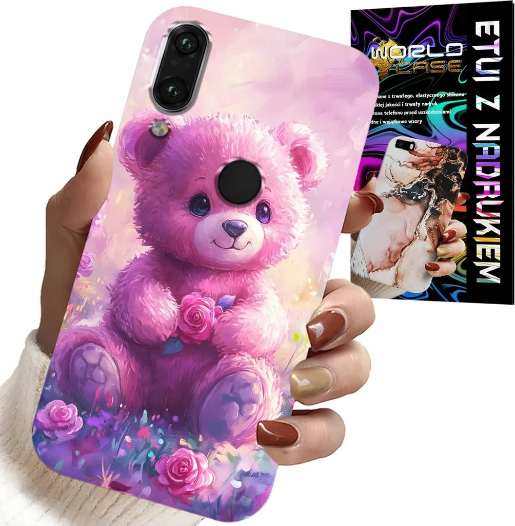 Custodia Huawei P Smart 2019 Orsetto Rosa + Vetro Temperato Omaggio