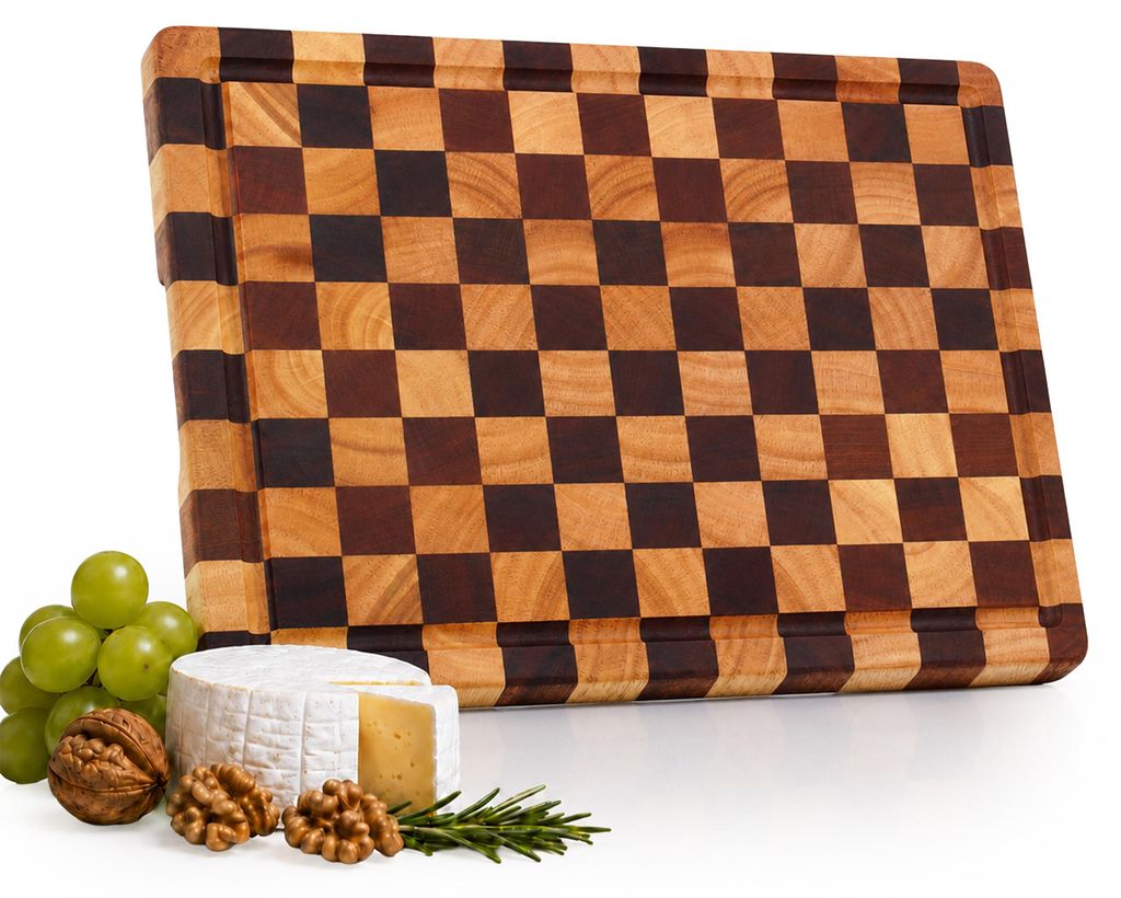 Tagliere Relaxdays, 41 x 30 cm, a quadretti, in legno di Immagine del prodotto  Immagine generata dall'IA