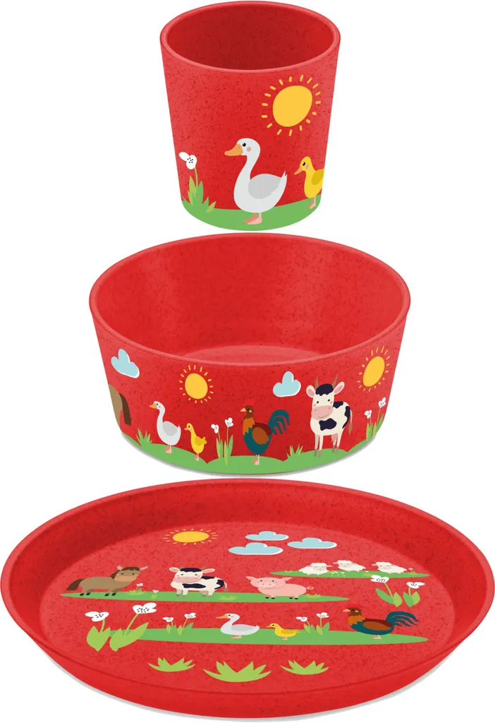 Set Pappa Koziol Farm 3 Pezzi | Stoviglie Bambini Bio-Circular Tedesche