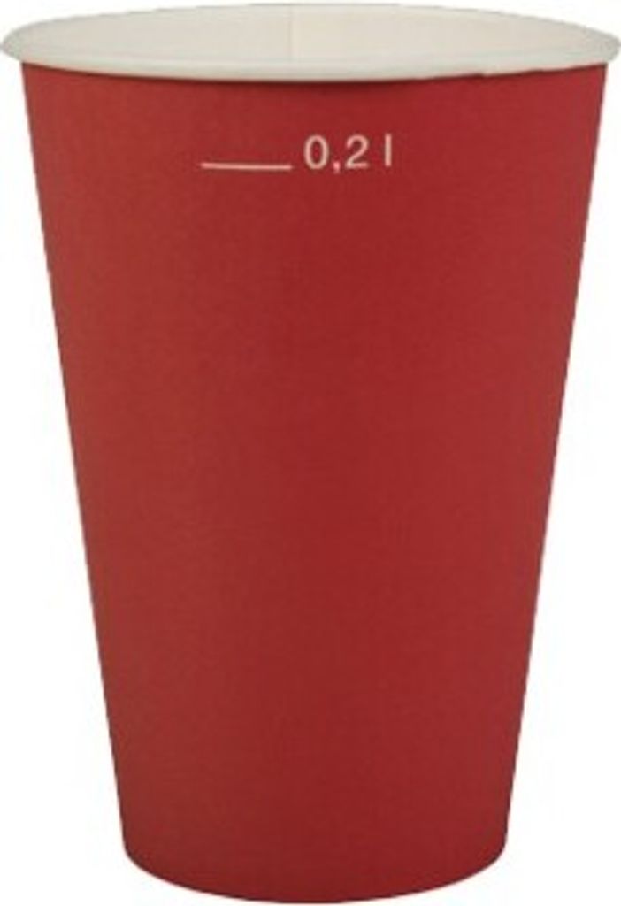 20 Pappbecher 200ml Ø 7 cm · 9,7 cm, Farbe:rot